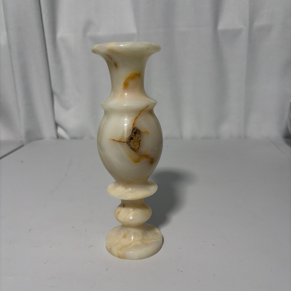Vintage Hand Carved Alabaster/Marble Onyx Bud Vase